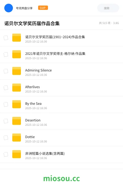 《诺贝尔文学奖历届(1901~2024)作品合集》书籍网盘|学习资源网盘