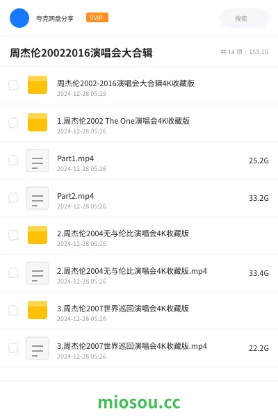 《周杰伦2002-2016演唱会大合辑4K收藏版》音乐网盘|学习资源网盘