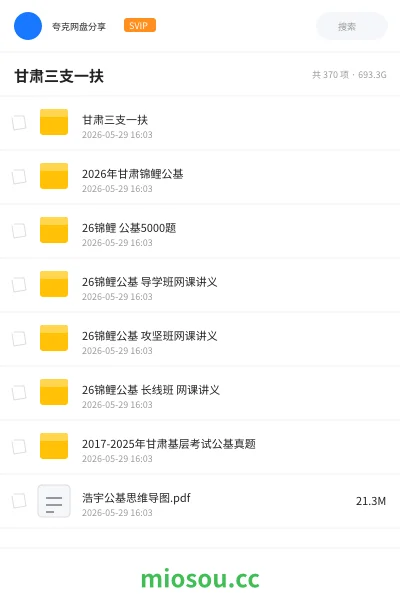 《甘肃三支一扶》公考网盘|学习资源网盘