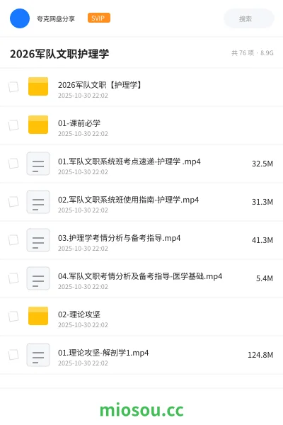 《2026军队文职【护理学】》公考网盘｜学习资源网盘