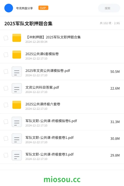 《【冲刺押题】2025军队文职押题合集⭐⭐⭐》公考网盘|学习资源网盘