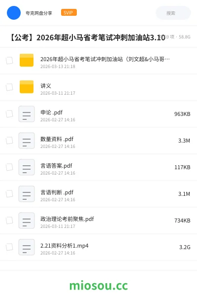 《2026年超小马省考笔试冲刺加油站（刘文超&小马哥&马克）》公考网盘｜学习资源网盘