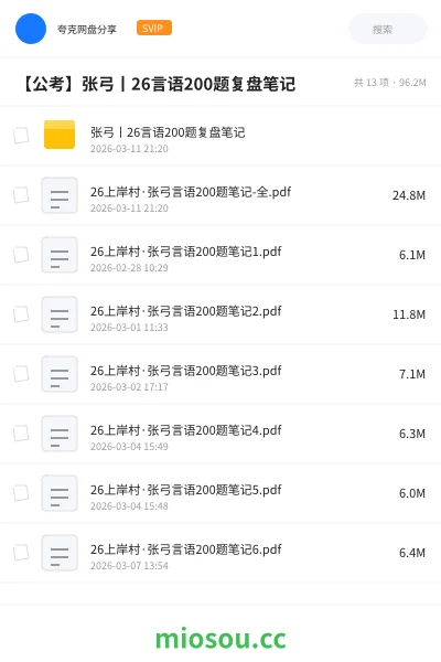 《张弓丨26言语200题复盘笔记》公考网盘｜学习资源网盘