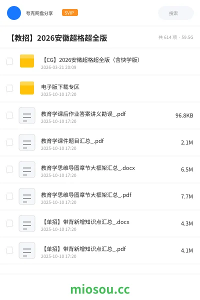 《【CG】2026安徽超格超全版(含快学版)》教资考试网盘|学习资源网盘