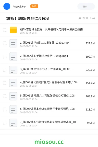 《胡Sir吉他综合教程,从零基础入门到即兴演奏全指南》教程网盘|学习资源网盘