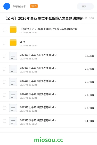 《【综应A】2026年事业单位小张综应A类真题讲解》公考网盘｜学习资源网盘