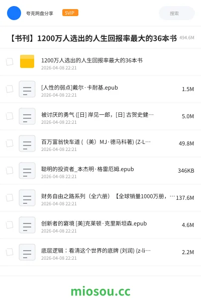 《1200万人选出的人生回报率最大的36本书》书刊网盘|学习资源网盘