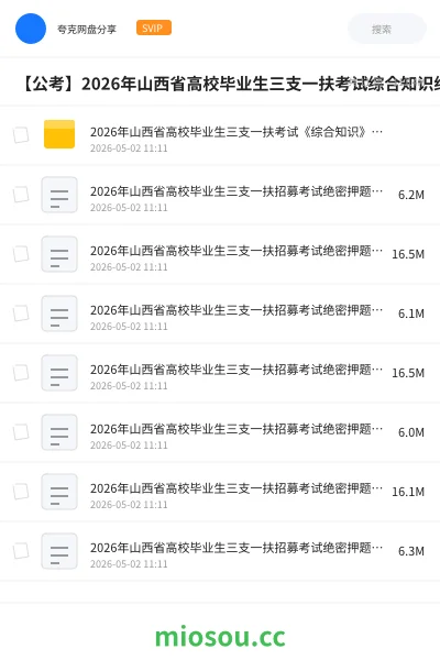 《2026年山西省高校毕业生三支一扶考试《综合知识》绝密押题卷》公考网盘｜学习资源网盘