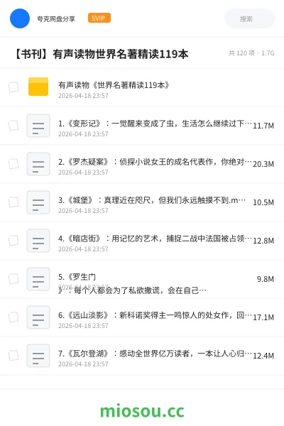 《有声读物《世界名著精读119本》》书籍网盘｜学习资源网盘