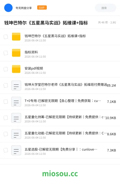 《钱坤巴特尔《五星黑马实战》拓维课+指标》教程网盘|学习资源网盘
