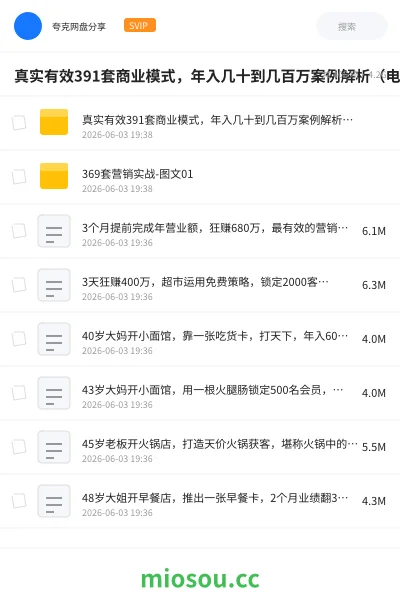 《真实有效391套商业模式，年入几十到几百万案例解析（电子书+视频+图文）》教程网盘｜学习资源网盘