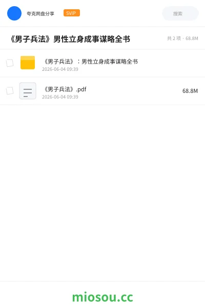 《《男子兵法》男性立身成事谋略全书》书籍网盘｜学习资源网盘