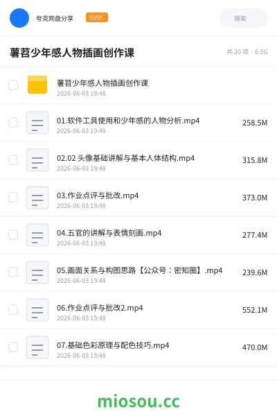 《薯苕少年感人物插画创作课》教程网盘｜学习资源网盘