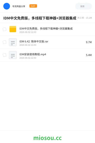 《IDM中文免费版，多线程下载神器+浏览器集成》软件网盘｜学习资源网盘