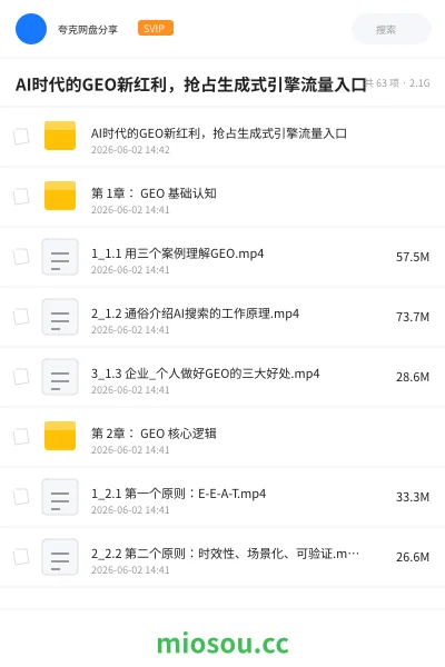《AI时代的GEO新红利,抢占生成式引擎流量入口》AIGC网盘|学习资源网盘