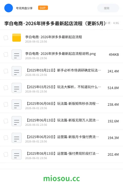 《李白电商·2026年拼多多最新起店流程（更新5月）》人工智能网盘｜学习资源网盘