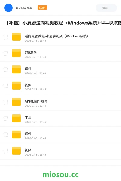 《【补档】小肩膀逆向视频教程(Windows系统)——入门首选》编程网盘|学习资源网盘