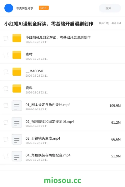 《小红帽AI漫剧全解读、零基础开启漫剧创作》人工智能网盘｜学习资源网盘