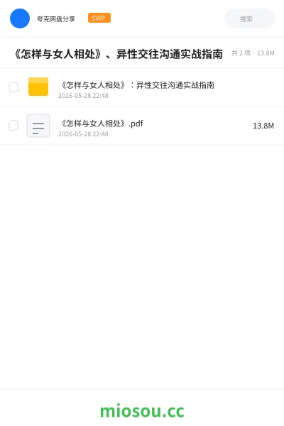 《《怎样与女人相处》、异性交往沟通实战指南》书刊网盘|学习资源网盘