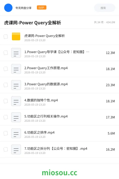《虎课网-Power Query全解析》教程网盘｜学习资源网盘