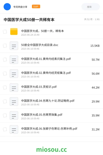 《中国医学大成50册一共稀有本》医学网盘｜学习资源网盘