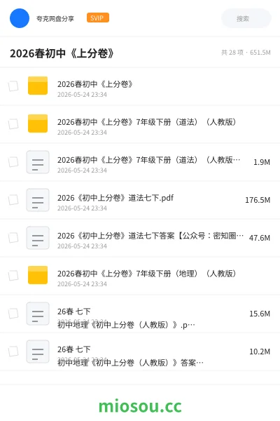 《2026春初中《上分卷》》书刊网盘|学习资源网盘
