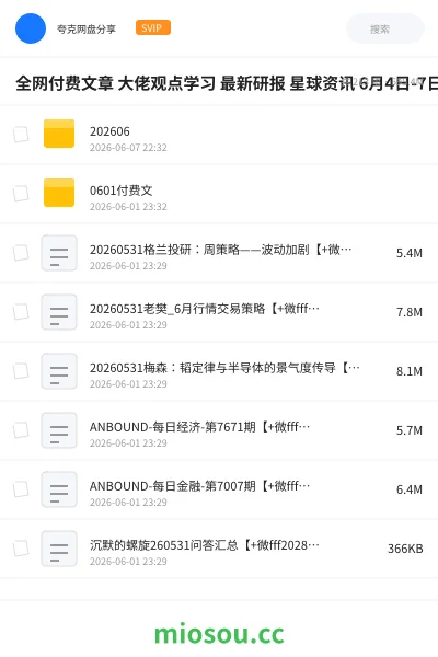 《全网付费文章 大佬观点学习 最新研报 星球资讯 6月4日-7日更新》教程网盘|学习资源网盘