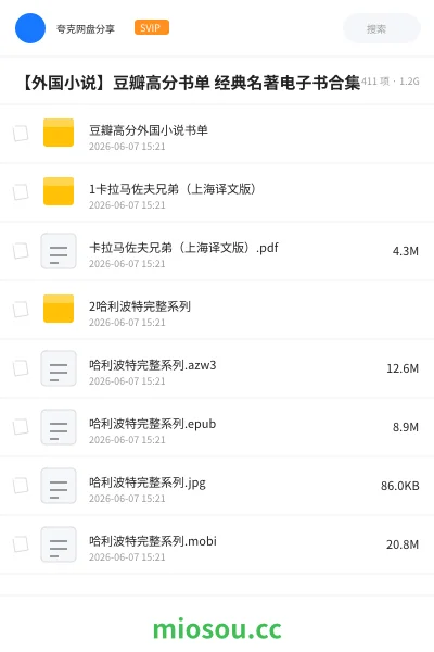 《【外国小说】豆瓣高分书单 经典名著电子书合集》书刊网盘|学习资源网盘