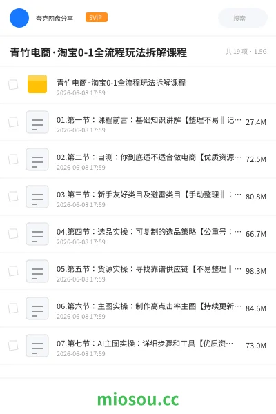 《青竹电商·淘宝0-1全流程玩法拆解课程》教程网盘|学习资源网盘