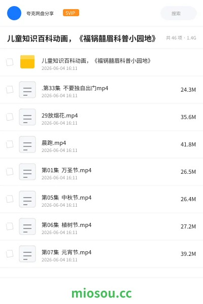 《儿童知识百科动画，《福锅囍眉科普小园地》》动画网盘｜学习资源网盘