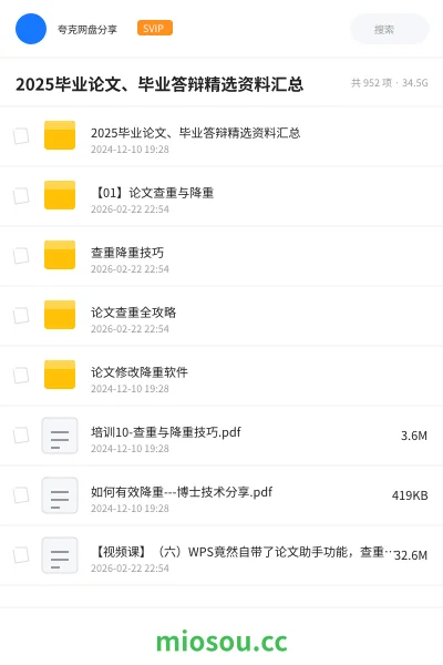 《毕业论文、毕业答辩精选资料汇总》论文网盘|学习资源网盘