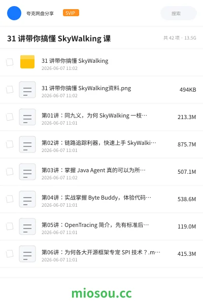 《31 讲带你搞懂 SkyWalking 课》编程网盘｜学习资源网盘