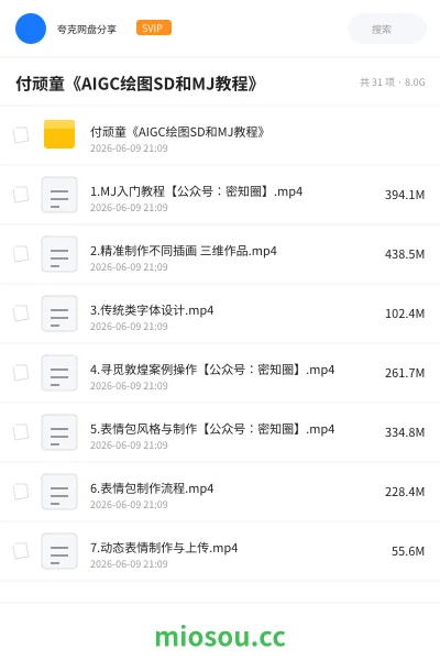 《付顽童《AIGC绘图SD和MJ教程》》人工智能网盘｜学习资源网盘