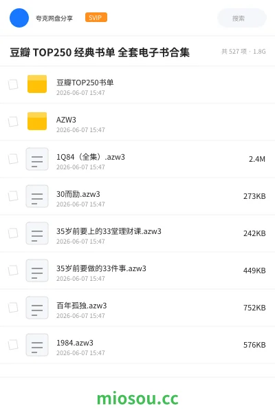 《豆瓣 TOP250 经典书单 全套电子书合集》书籍网盘｜学习资源网盘