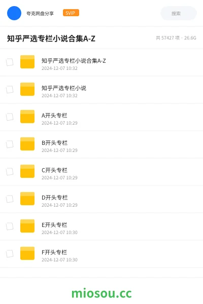 《知乎严选专栏小说合集A-Z》小说网盘｜学习资源网盘