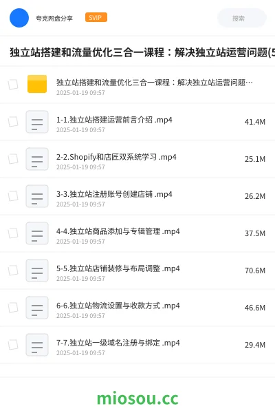 《独立站搭建和流量优化三合一课程 :解决独立站运营问题(56节课)》教程网盘|学习资源网盘