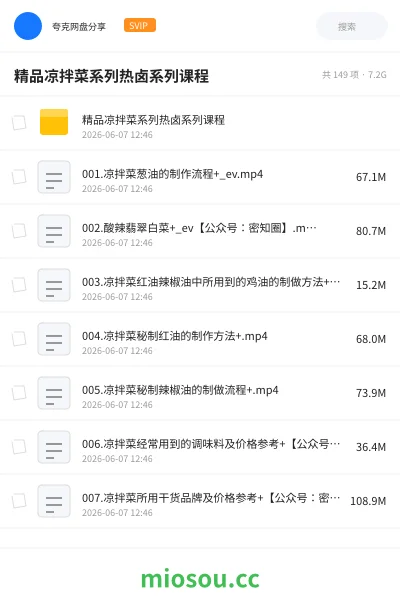 《精品凉拌菜系列热卤系列课程》教程网盘｜学习资源网盘