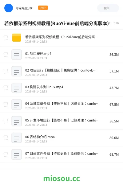 《若依框架系列视频教程(RuoYi-Vue前后端分离版本)》编程网盘｜学习资源网盘