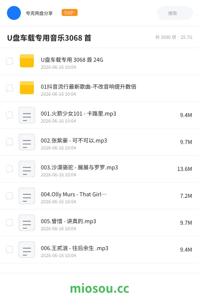 《U盘车载专用音乐3068 首》音乐网盘|学习资源网盘