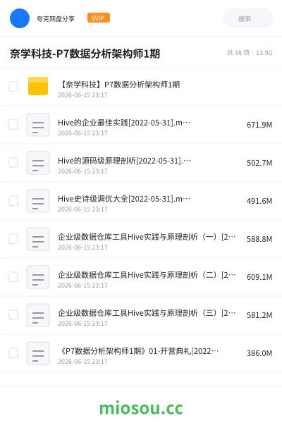 《奈学科技-P7数据分析架构师1期》编程网盘｜学习资源网盘