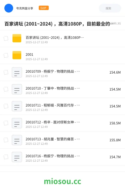 《百家讲坛 (2001~2024) ，高清1080P，目前最全的，按年分类，超全合集！》纪录片网盘｜学习资源网盘
