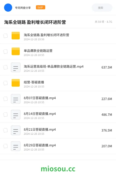 《淘系全链路 盈利增长闭环进阶营》教程网盘｜学习资源网盘