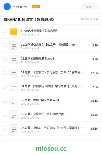 《SIKANA视频课堂《急救教程》》教程网盘｜学习资源网盘