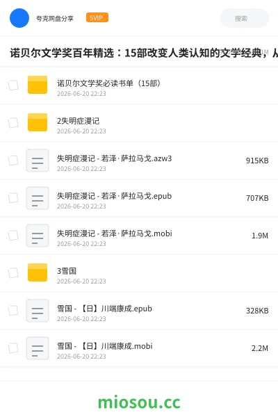 《诺贝尔文学奖百年精选：15部改变人类认知的文学经典，从1901到2026》书籍网盘｜学习资源网盘