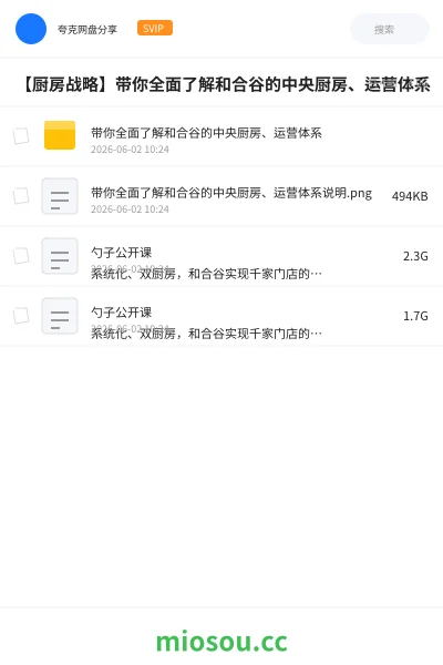 《【厨房战略】带你全面了解和合谷的中央厨房、运营体系》教程网盘｜学习资源网盘
