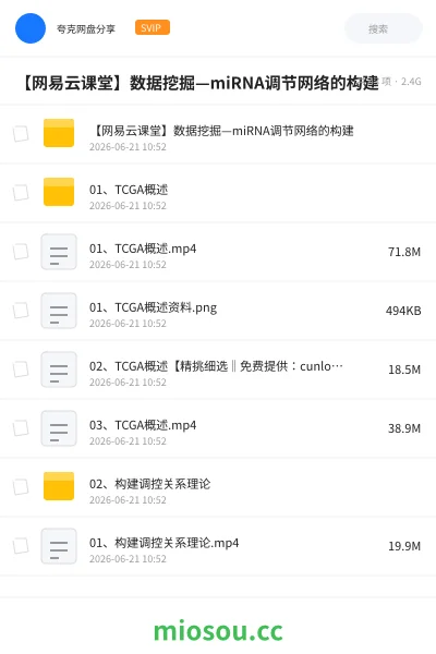 《【网易云课堂】数据挖掘—miRNA调节网络的构建》教程网盘｜学习资源网盘