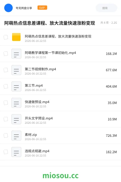 《阿萌热点信息差课程、放大流量快速涨粉变现》教程网盘|学习资源网盘