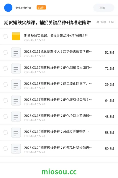 《期货短线实战课，捕捉关键品种+精准避陷阱》教程网盘｜学习资源网盘