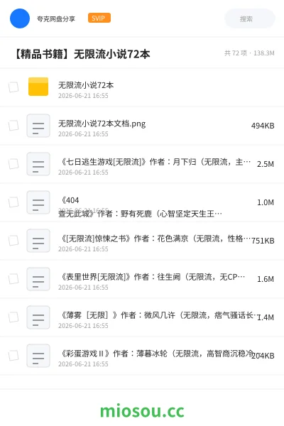 《【精品书籍】无限流小说72本》小说网盘｜学习资源网盘
