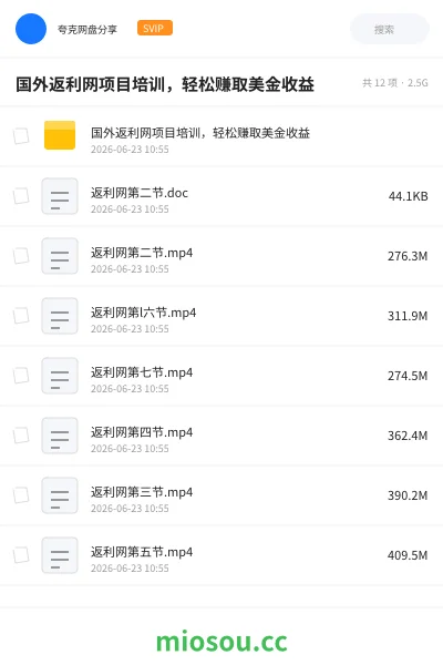 《国外返利网项目培训,轻松赚取美金收益》网赚学习资源封面